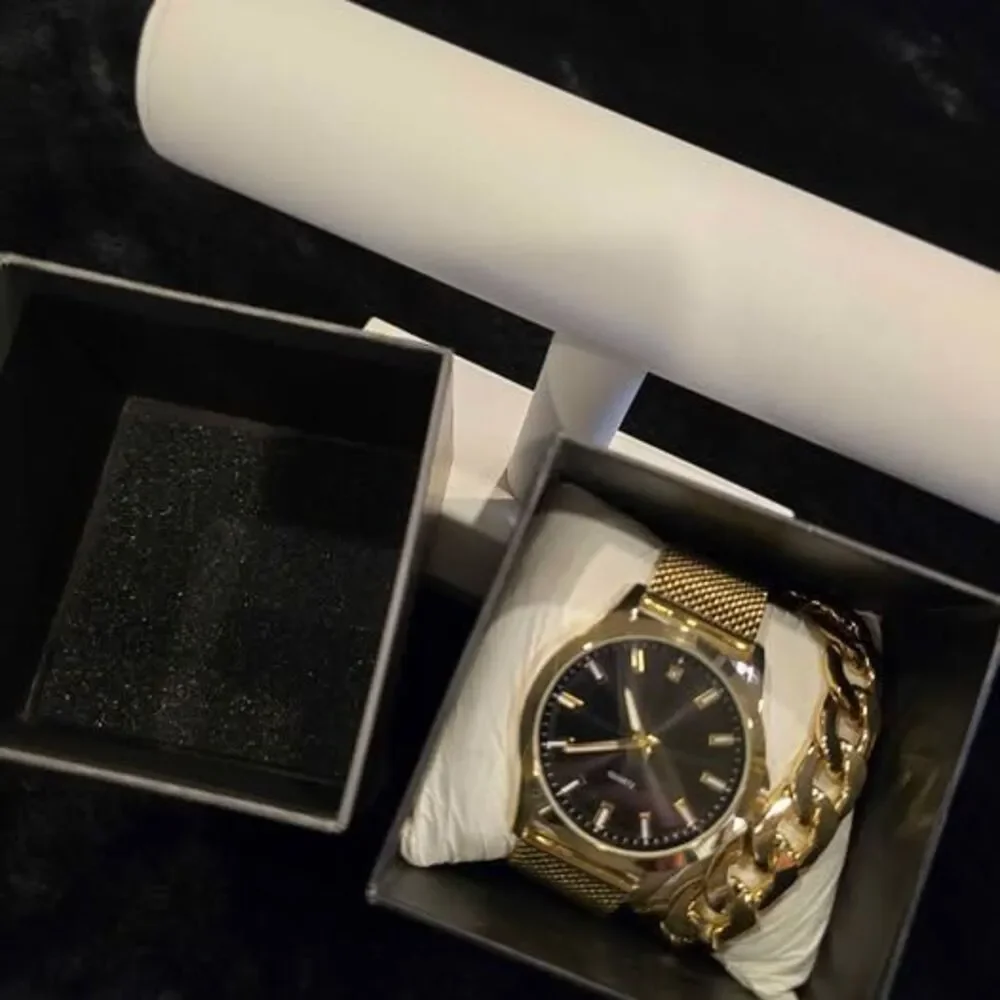 Geneva Gold-Tone Quartz Watch and Bracelet Set